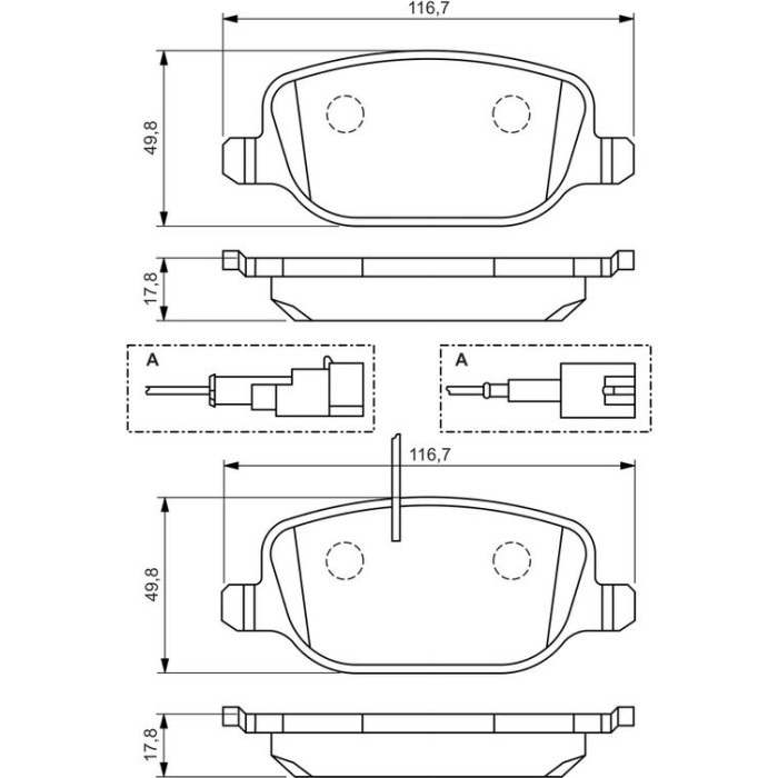 BOSCH 0 986 494 466 Bremsbelagsatz, Scheibenbremse
