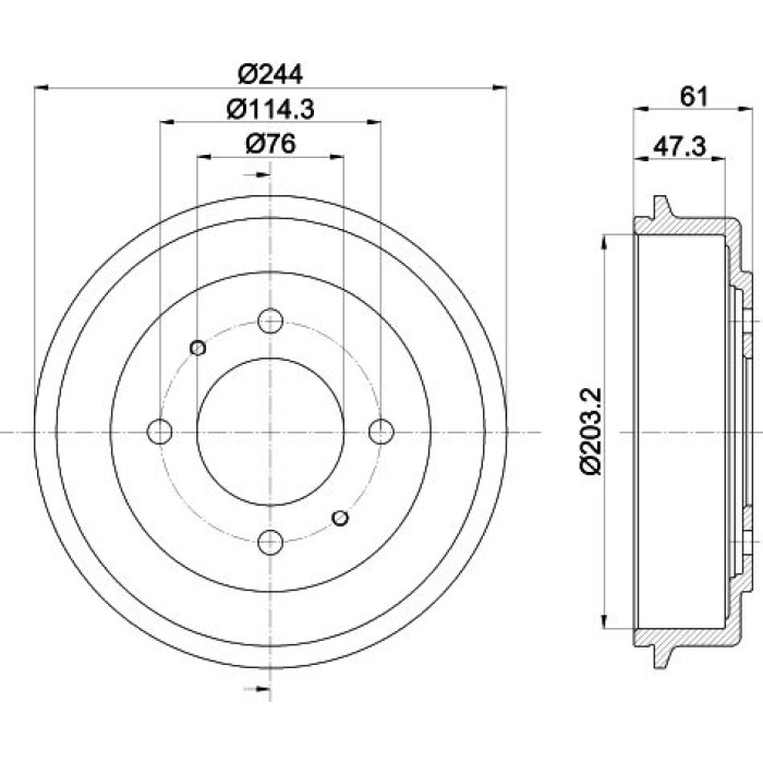 Hella 8DT 355 301-781 Bremstrommel