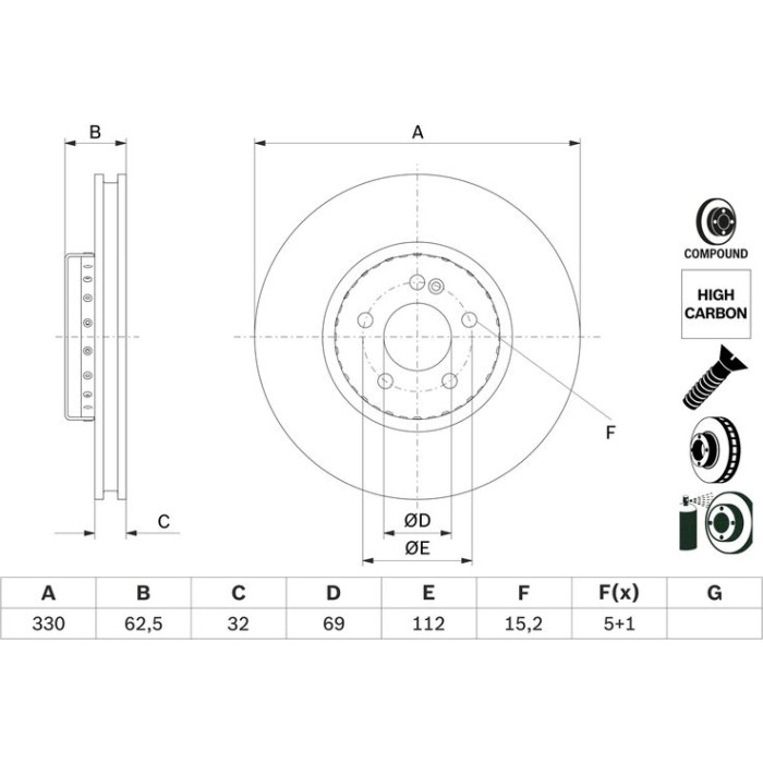 BOSCH 0 986 479 H48 Bremsscheibe