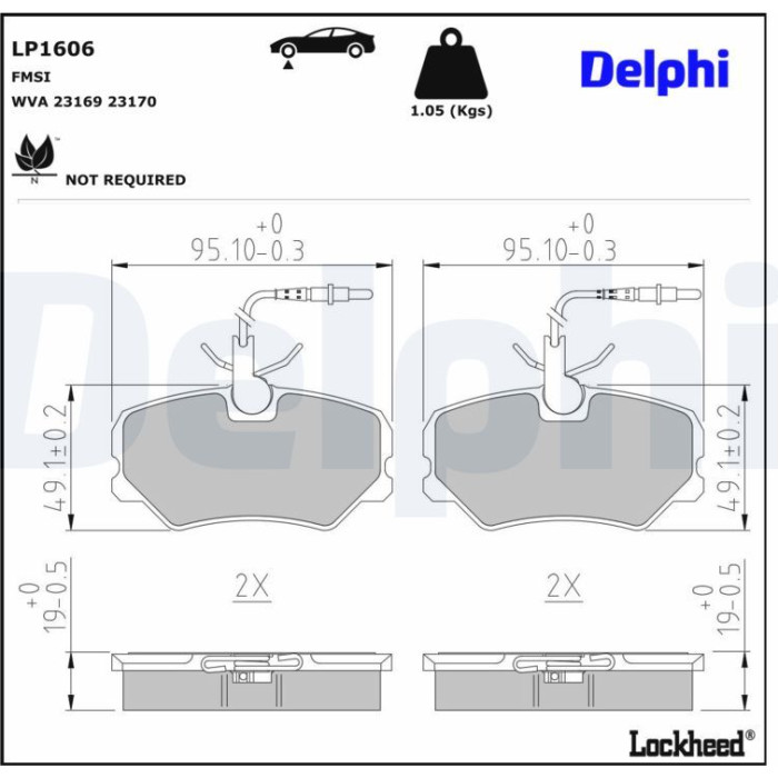Delphi LP1606 Bremsbelagsatz, Scheibenbremse Delphi LP1606 Bremsbelagsatz, Scheibenbremse
