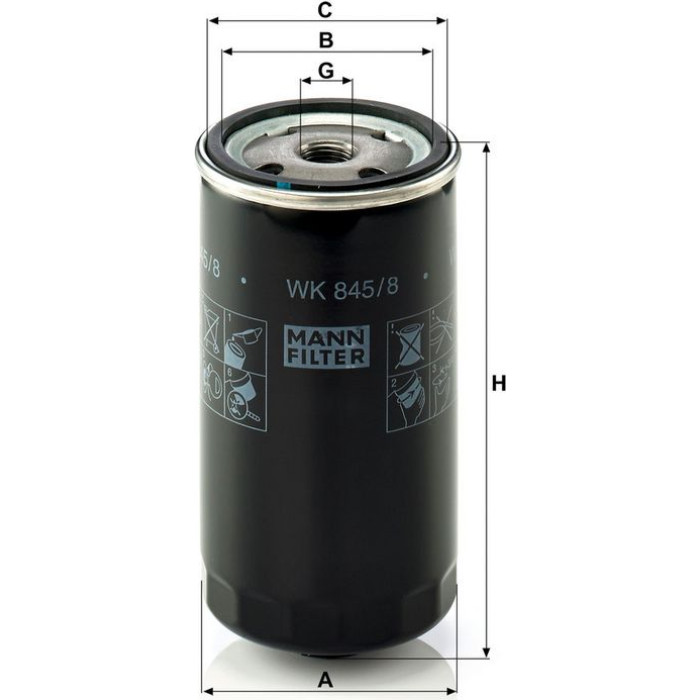 Mann-Filter WK 845/8 Kraftstofffilter Mann-Filter WK 845/8 Kraftstofffilter