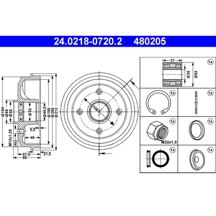 ATE 24.0218-0720.2 Bremstrommel
