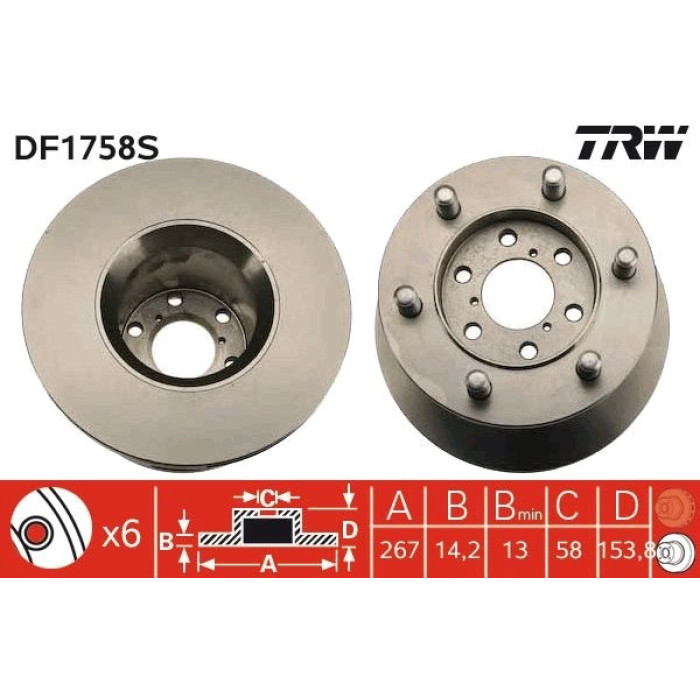 TRW DF1758S Bremsscheibe SINGLE TRW DF1758S Bremsscheibe SINGLE