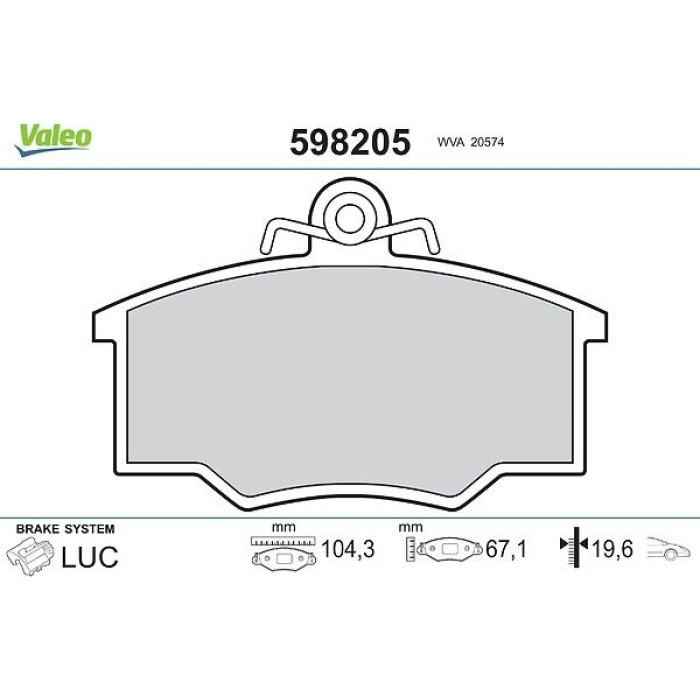 Valeo 598205 Bremsbelagsatz, Scheibenbremse Valeo 598205 Bremsbelagsatz, Scheibenbremse
