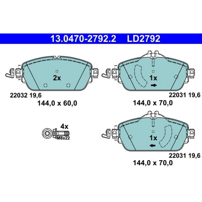 ATE 13.0470-2792.2 Bremsbelagsatz, Scheibenbremse Ceramic ATE 13.0470-2792.2 Bremsbelagsatz, Scheibenbremse Ceramic