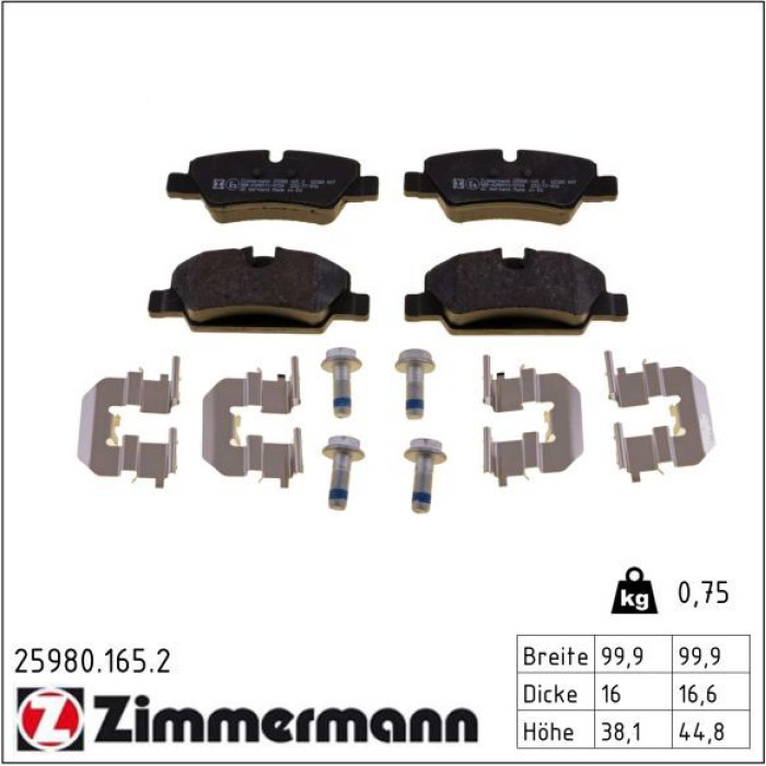 Zimmermann 25980.165.2 Bremsbelagsatz, Scheibenbremse Zimmermann 25980.165.2 Bremsbelagsatz, Scheibenbremse