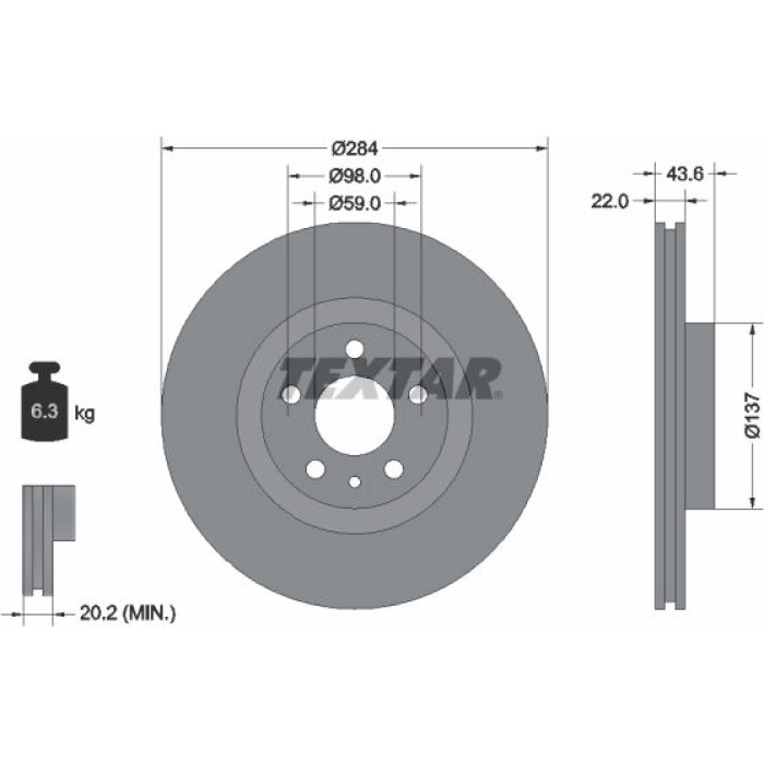 Textar 92046803 Bremsscheibe PRO