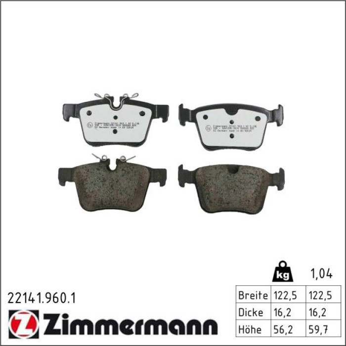 Zimmermann 22141.960.1 Bremsbelagsatz, Scheibenbremse rd:z Zimmermann 22141.960.1 Bremsbelagsatz, Scheibenbremse rd:z