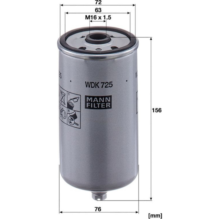 Mann-Filter WDK 725 Kraftstofffilter Mann-Filter WDK 725 Kraftstofffilter