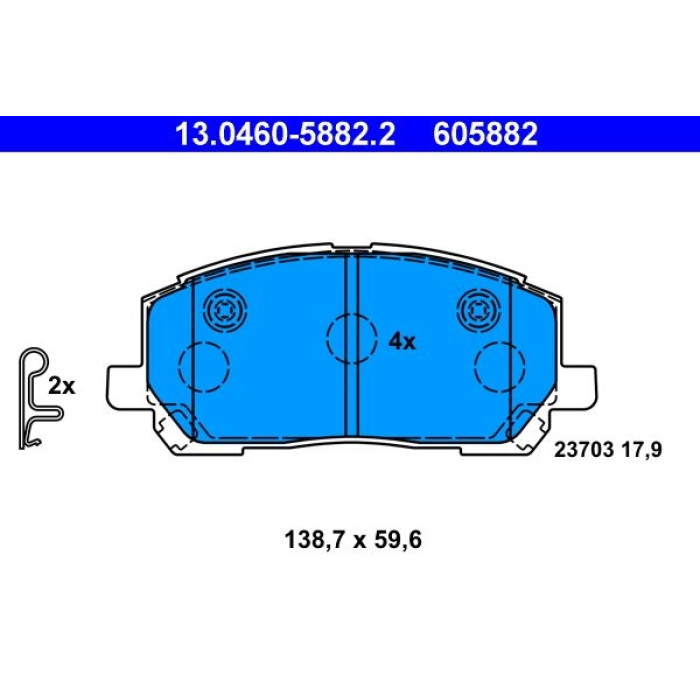 ATE 13.0460-5882.2 Bremsbelagsatz, Scheibenbremse ATE 13.0460-5882.2 Bremsbelagsatz, Scheibenbremse