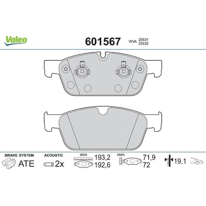 Valeo 601567 Bremsbelagsatz, Scheibenbremse