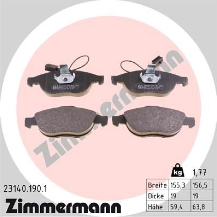 Zimmermann 23140.190.1 Bremsbelagsatz, Scheibenbremse Zimmermann 23140.190.1 Bremsbelagsatz, Scheibenbremse