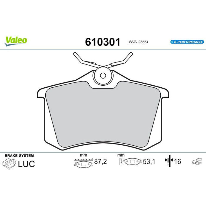 Valeo 610301 Bremsbelagsatz, Scheibenbremse E-PERFORMANCE Valeo 610301 Bremsbelagsatz, Scheibenbremse E-PERFORMANCE