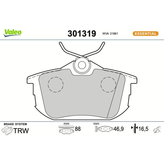 Valeo 301319 Bremsbelagsatz, Scheibenbremse ESSENTIAL Valeo 301319 Bremsbelagsatz, Scheibenbremse ESSENTIAL