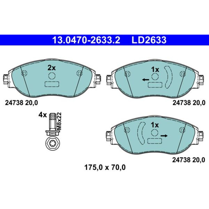 ATE 13.0470-2633.2 Bremsbelagsatz, Scheibenbremse Ceramic ATE 13.0470-2633.2 Bremsbelagsatz, Scheibenbremse Ceramic