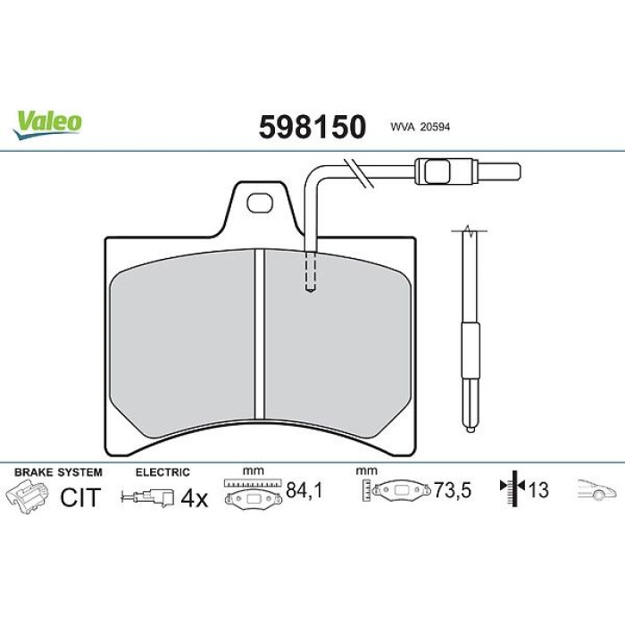 Valeo 598150 Bremsbelagsatz, Scheibenbremse Valeo 598150 Bremsbelagsatz, Scheibenbremse