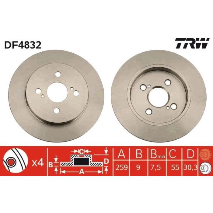 TRW DF4832 Bremsscheibe TRW DF4832 Bremsscheibe