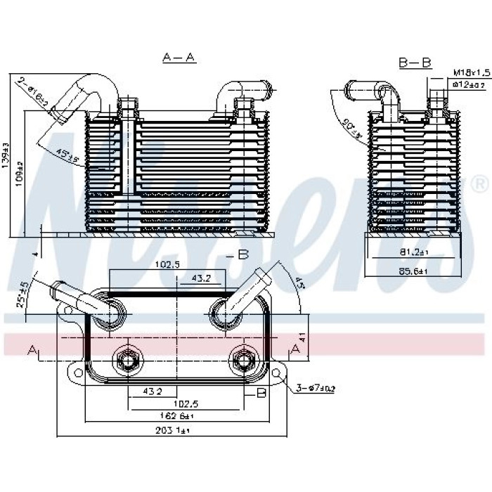 Nissens 90722 Ölkühler, Automatikgetriebe Nissens 90722 Ölkühler, Automatikgetriebe