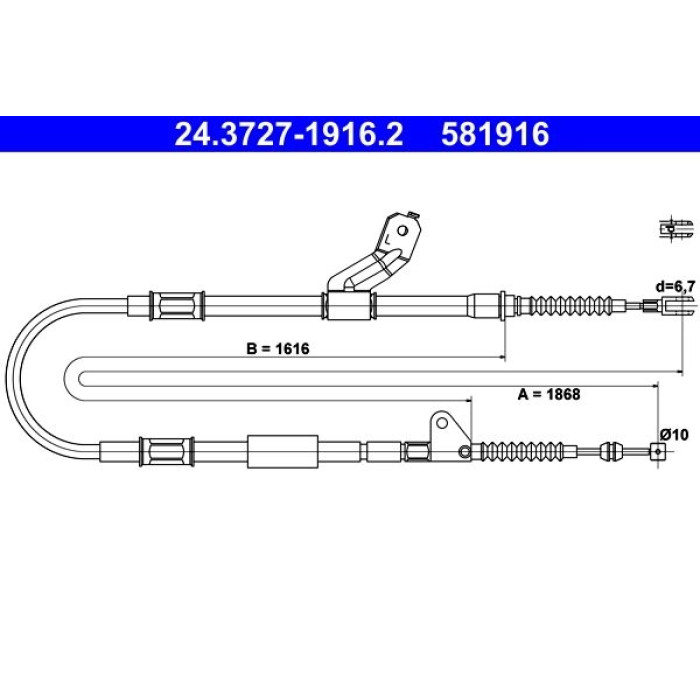 ATE 24.3727-1916.2 Seilzug, Feststellbremse ATE 24.3727-1916.2 Seilzug, Feststellbremse