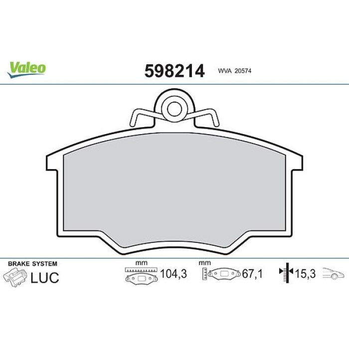 Valeo 598214 Bremsbelagsatz, Scheibenbremse Valeo 598214 Bremsbelagsatz, Scheibenbremse