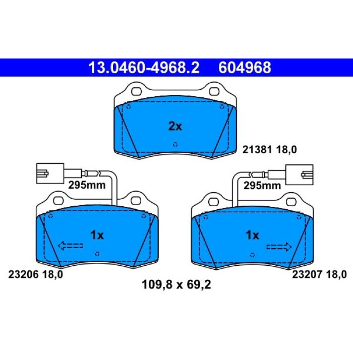 ATE 13.0460-4968.2 Bremsbelagsatz, Scheibenbremse