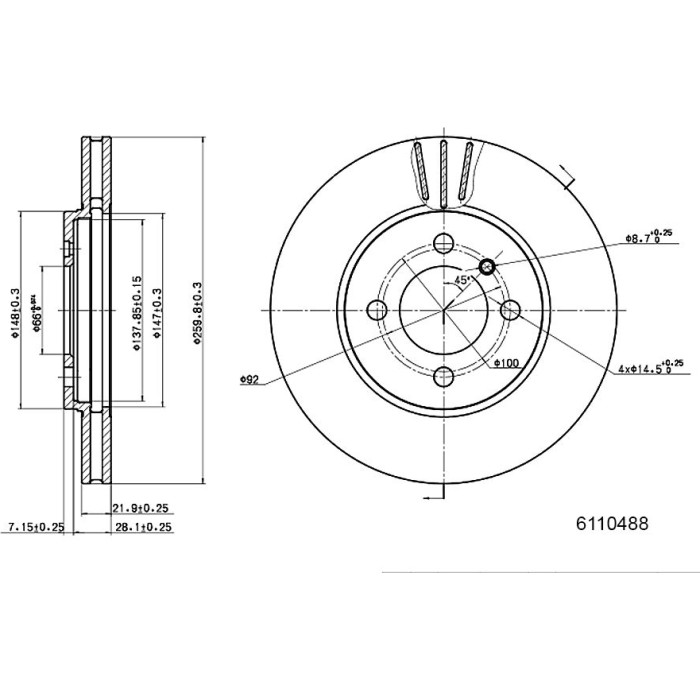 Metzger 6110488 Bremsscheibe