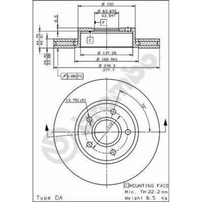 Brembo 09.5795.10 Bremsscheibe PRIME LINE Brembo 09.5795.10 Bremsscheibe PRIME LINE