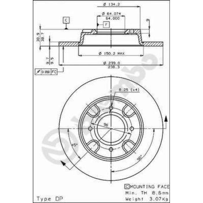 Brembo 08.4501.10 Bremsscheibe PRIME LINE Brembo 08.4501.10 Bremsscheibe PRIME LINE