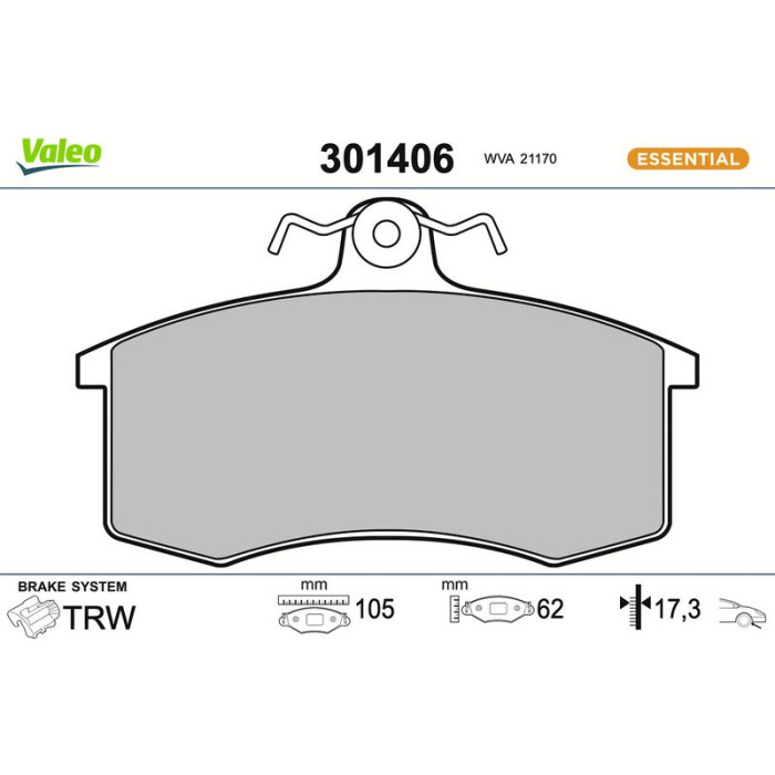 Valeo 301406 Bremsbelagsatz, Scheibenbremse ESSENTIAL Valeo 301406 Bremsbelagsatz, Scheibenbremse ESSENTIAL