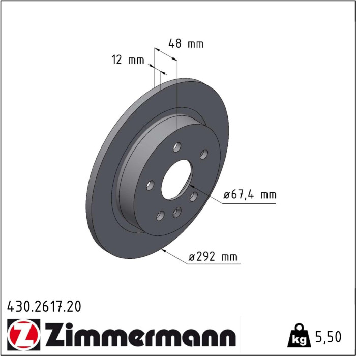 Zimmermann 430.2617.20 Bremsscheibe Coat Z Zimmermann 430.2617.20 Bremsscheibe Coat Z