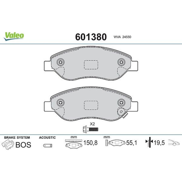 Valeo 601380 Bremsbelagsatz, Scheibenbremse Valeo 601380 Bremsbelagsatz, Scheibenbremse