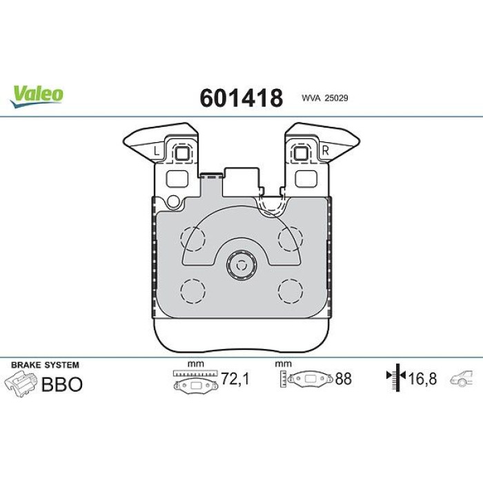 Valeo 601418 Bremsbelagsatz, Scheibenbremse