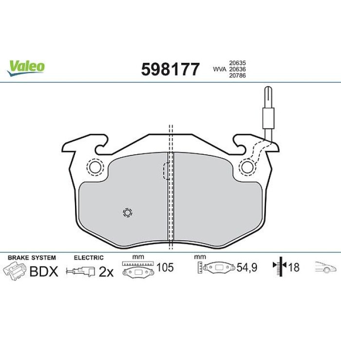 Valeo 598177 Bremsbelagsatz, Scheibenbremse