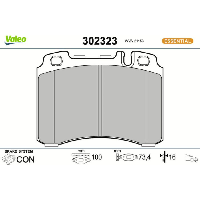 Valeo 302323 Bremsbelagsatz, Scheibenbremse ESSENTIAL Valeo 302323 Bremsbelagsatz, Scheibenbremse ESSENTIAL