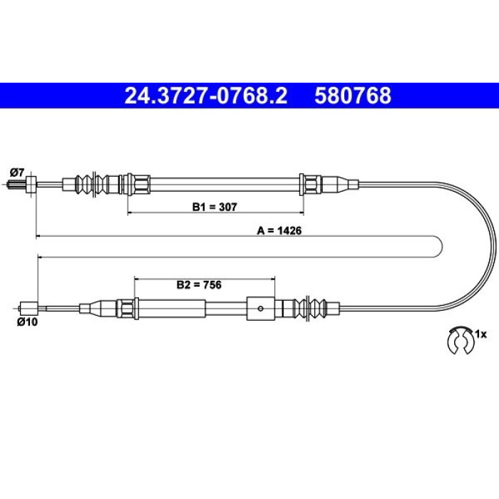 ATE 24.3727-0768.2 Seilzug, Feststellbremse ATE 24.3727-0768.2 Seilzug, Feststellbremse