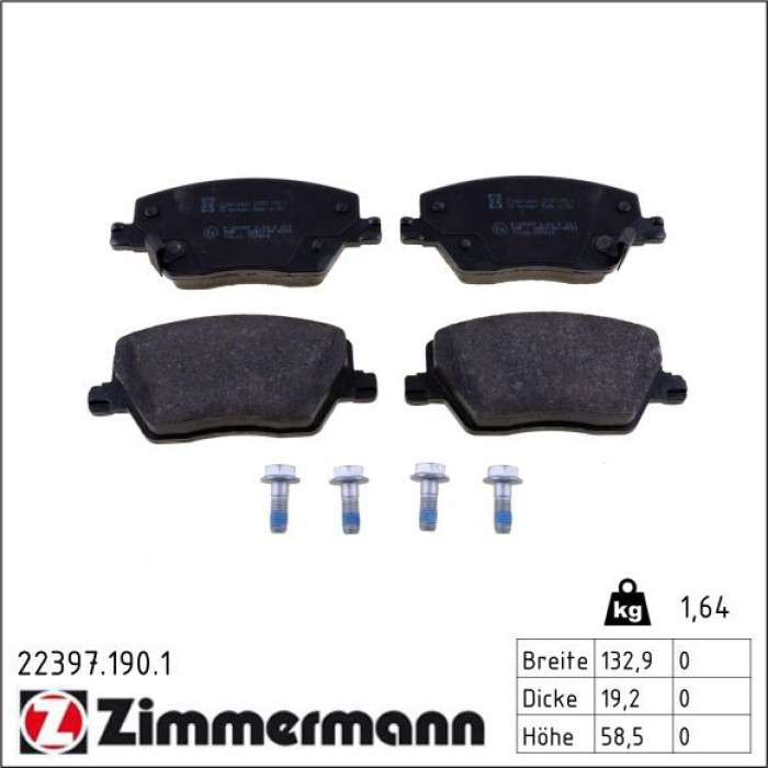 Zimmermann 22397.190.1 Bremsbelagsatz, Scheibenbremse Zimmermann 22397.190.1 Bremsbelagsatz, Scheibenbremse