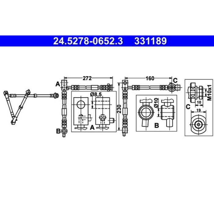 ATE 24.5278-0652.3 Bremsschlauch ATE 24.5278-0652.3 Bremsschlauch
