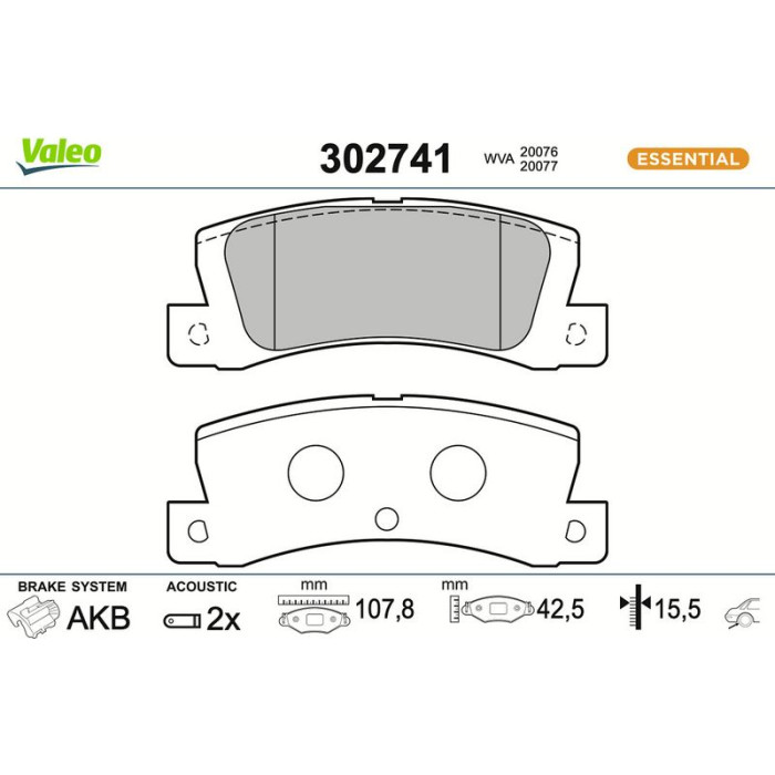 Valeo 302741 Bremsbelagsatz, Scheibenbremse ESSENTIAL Valeo 302741 Bremsbelagsatz, Scheibenbremse ESSENTIAL