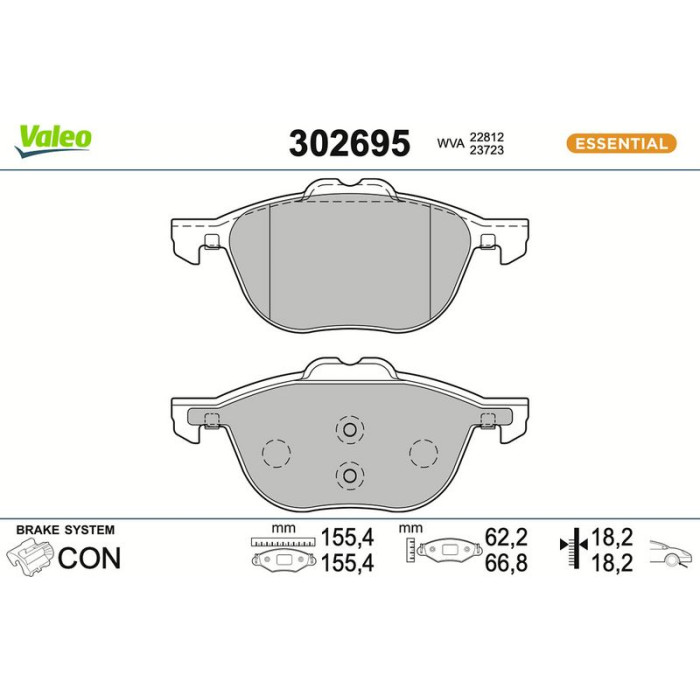 Valeo 302695 Bremsbelagsatz, Scheibenbremse ESSENTIAL Valeo 302695 Bremsbelagsatz, Scheibenbremse ESSENTIAL