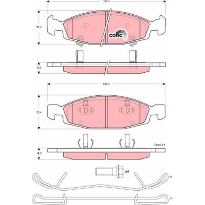 TRW GDB4120 Bremsbelagsatz, Scheibenbremse COTEC TRW GDB4120 Bremsbelagsatz, Scheibenbremse COTEC