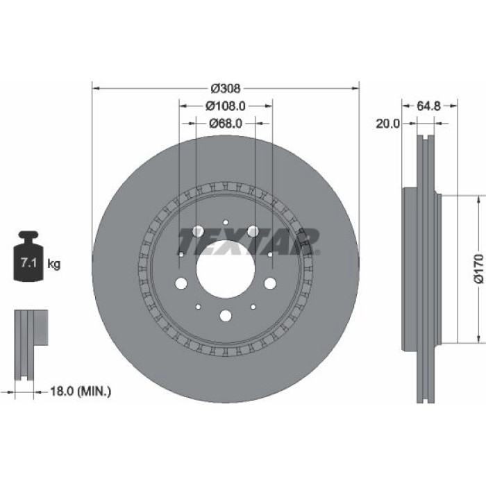 Textar 92126803 Bremsscheibe PRO Textar 92126803 Bremsscheibe PRO