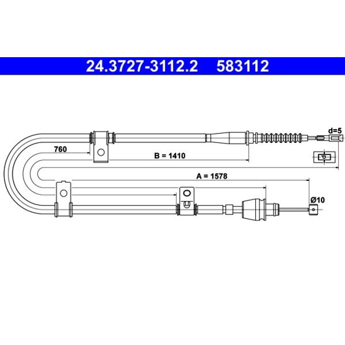 ATE 24.3727-3112.2 Seilzug, Feststellbremse ATE 24.3727-3112.2 Seilzug, Feststellbremse