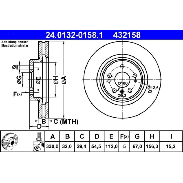 ATE 24.0132-0158.1 Bremsscheibe