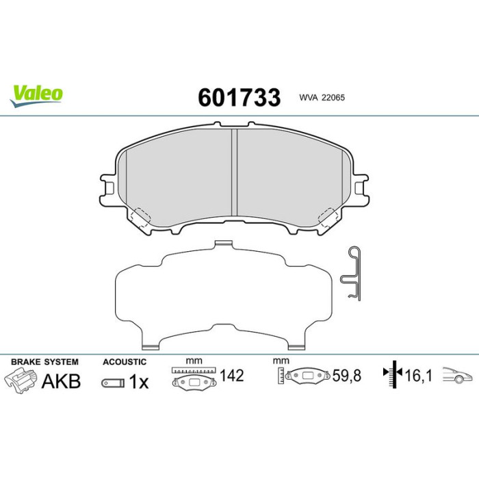 Valeo 601733 Bremsbelagsatz, Scheibenbremse Valeo 601733 Bremsbelagsatz, Scheibenbremse