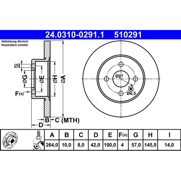ATE 24.0310-0291.1 Bremsscheibe PowerDisc ATE 24.0310-0291.1 Bremsscheibe PowerDisc