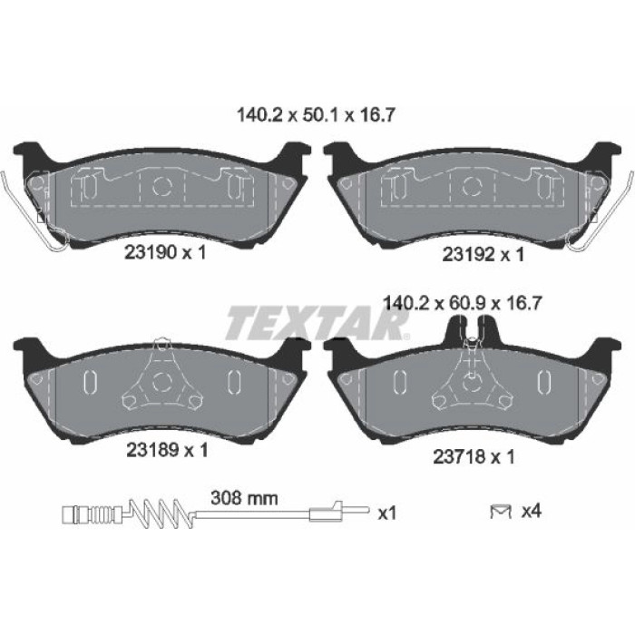 Textar 2319002 Bremsbelagsatz, Scheibenbremse Q+ Textar 2319002 Bremsbelagsatz, Scheibenbremse Q+