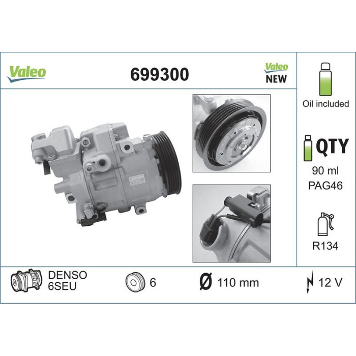 Valeo 699300 Kompressor, Klimaanlage CORE-FLEX
