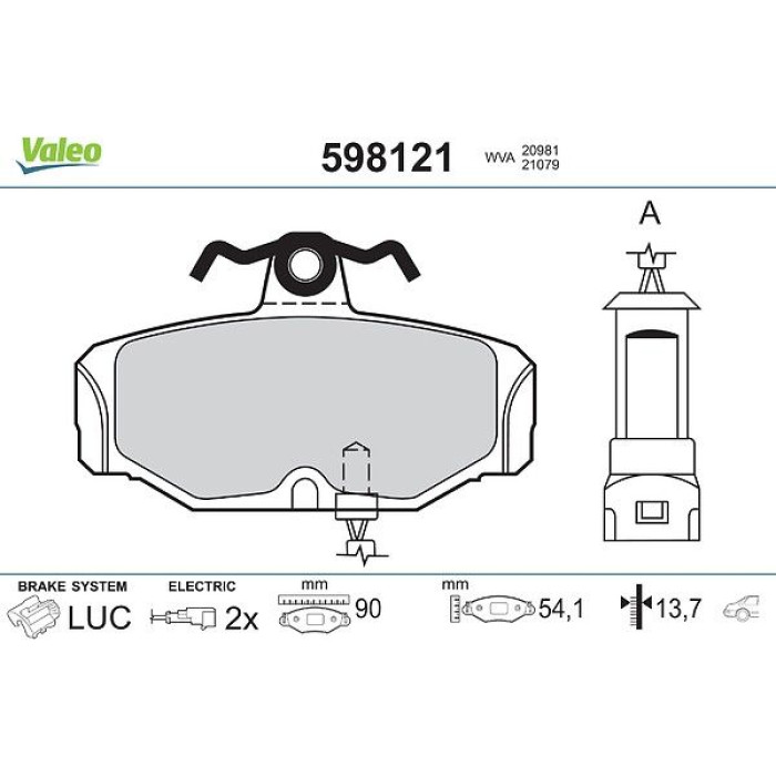 Valeo 598121 Bremsbelagsatz, Scheibenbremse Valeo 598121 Bremsbelagsatz, Scheibenbremse