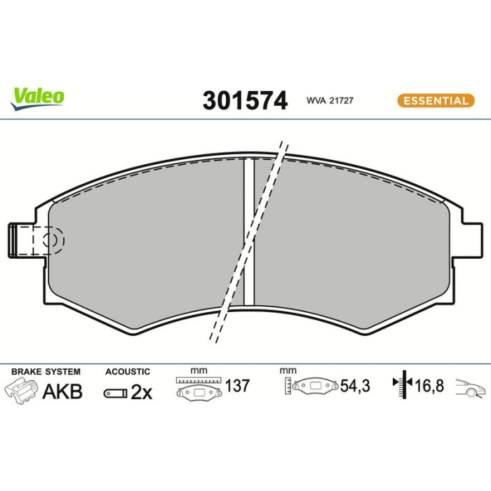 Valeo 301574 Bremsbelagsatz, Scheibenbremse ESSENTIAL Valeo 301574 Bremsbelagsatz, Scheibenbremse ESSENTIAL