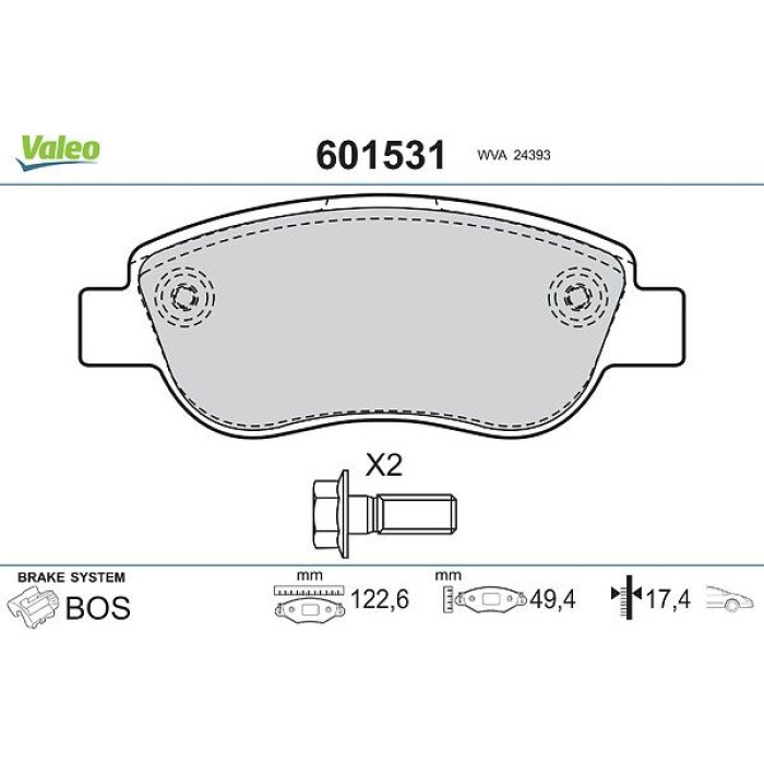 Valeo 601531 Bremsbelagsatz, Scheibenbremse Valeo 601531 Bremsbelagsatz, Scheibenbremse
